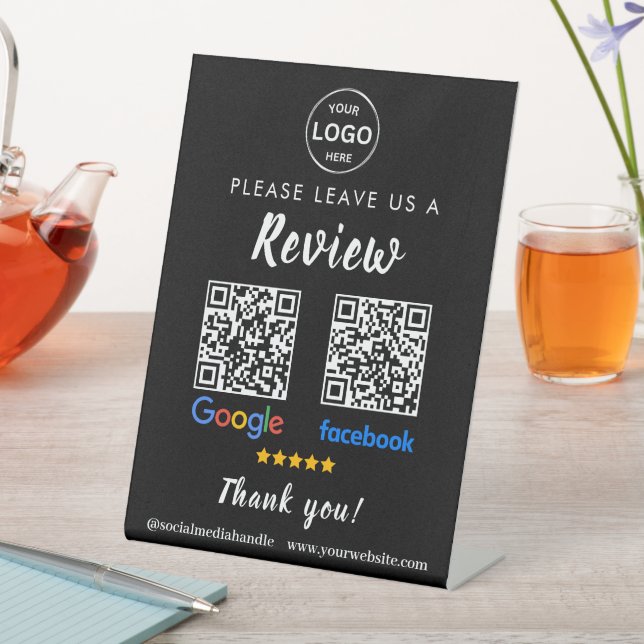 Qr Code Google Reviews Facebook Business Review Pe Sockelschild (In Situ)