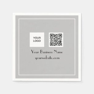 QR-Code Grau Business-Logo Minimalistisch Serviette
