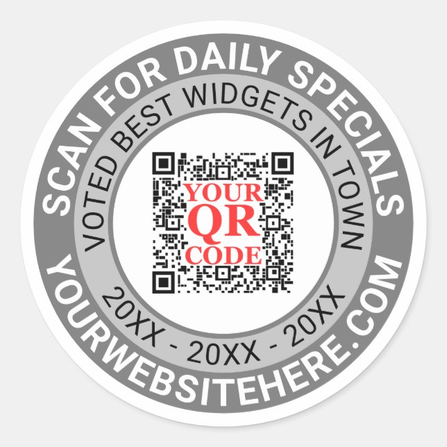 QR Code Gray Business Marketing Einfache Promo Runder Aufkleber (Vorderseite)