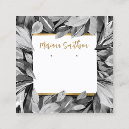 QR Code Gray Gold Foliage Ohrringe Display Cards Quadratische Visitenkarte