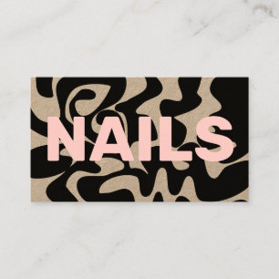 QR Code Groovy Black Light Pink NAILS Kraft Visitenkarte