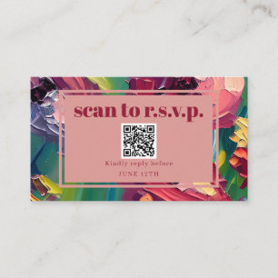 QR Code Groovy Deko Painting Wedding RSVP Begleitkarte