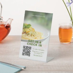 QR-Code Grünes digitales Menü Hinzufügen URL Podes Sockelschild