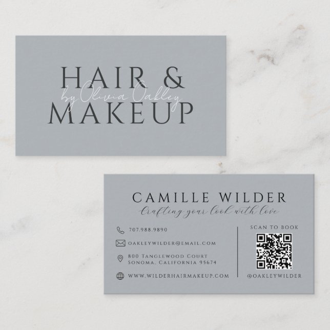 QR-Code Haar- und Make-up neutral Visitenkarte (Vorne/Hinten)