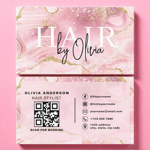 QR Code Haare Stylist Modern Agate Marble Visitenkarte