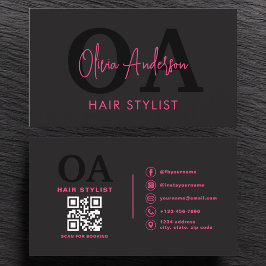 QR Code Haare Stylist Monogramm Moderne Typografie Visitenkarte