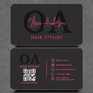 QR Code Haare Stylist Monogramm Moderne Typografie Visitenkarte
