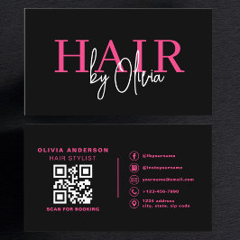 QR Code Hair Stylist Moderne Typografie Visitenkarte