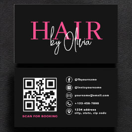 QR Code Hair Stylist Moderne Typografie Visitenkarte