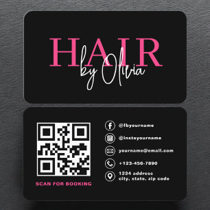QR Code Hair Stylist Moderne Typografie Visitenkarte