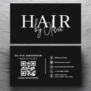 QR Code Hair Stylist Moderne Typografie Visitenkarte
