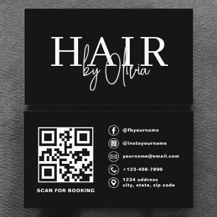 QR Code Hair Stylist Moderne Typografie Visitenkarte