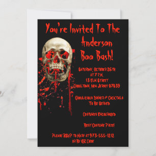 QR-Code-Halloween-Party für schwarzes und rotes La Einladung