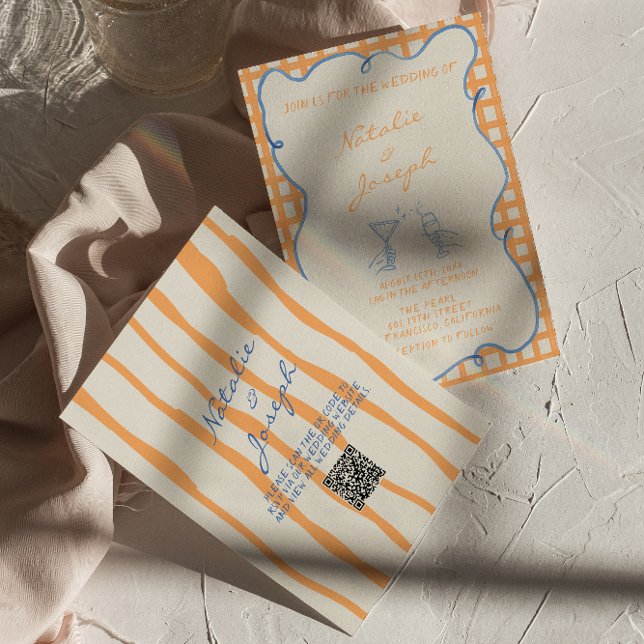 QR-Code Handgemalte, farbenfrohe Hochzeit Einladung (Von Creator hochgeladen)