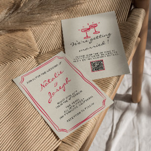 QR-Code handgeschrieben skurril Hochzeit Einladung