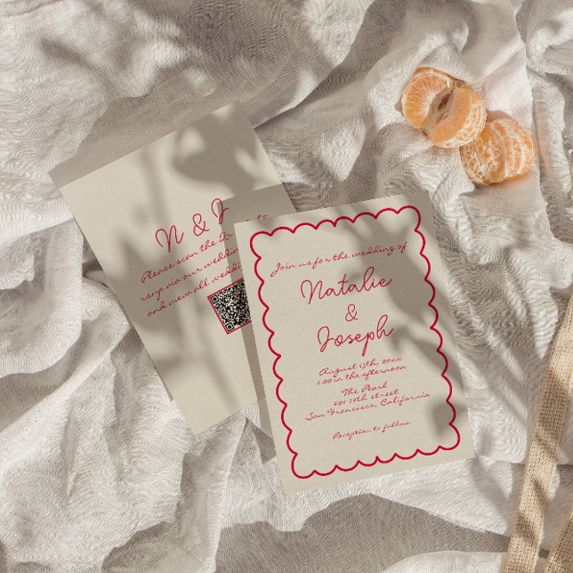 QR Code Handgeschriebene farbenfrohe Retro Einziga Einladung (Von Creator hochgeladen)