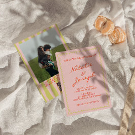 QR Code Handgeschriebene Pinstripes Foto Hochzeit Einladung