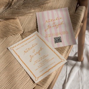 QR-Code Handgeschriebene Whimsical Farbige Hochzei Einladung