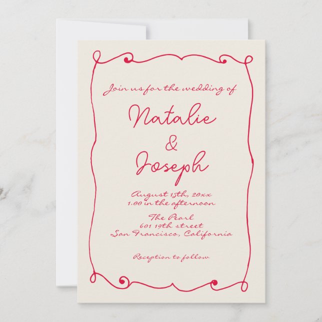 QR Code Handgeschriebener Retro-Spaß mit Foto Hoch Einladung (Vorderseite)