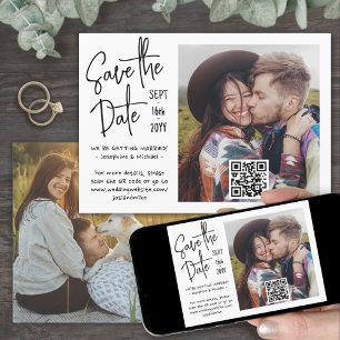 QR-Code handgeschriebener Stil Casual 2 Foto Hochz Save The Date