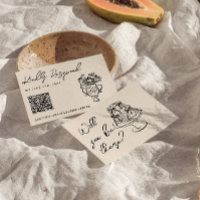 QR-Code Handgezeichnete Kuchen Blumen Hochzeit