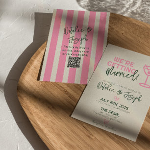 QR-Code handschriftliche whimsical Sommerhochzeit Einladung