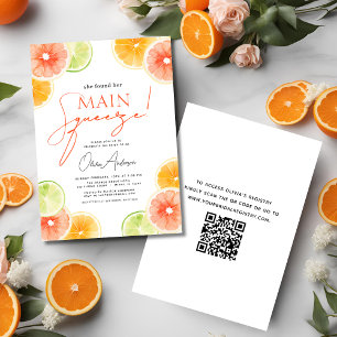 QR-Code Hauptpresse Citrus Brautparty Orange Einladung