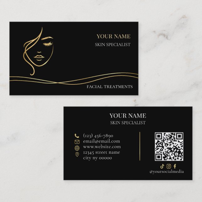 QR-Code Hautpflege- & Schönheitssalon Visitenkarte (Vorne/Hinten)
