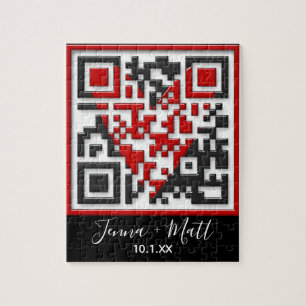 QR-Code heiraten Sie mir Vorschlag mit 3D-Effekt Puzzle