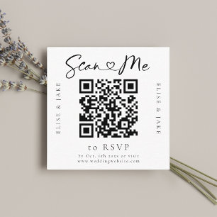 QR-Code-Herz-Schriftart-Hochzeitkarte RSVP-Karte Begleitkarte