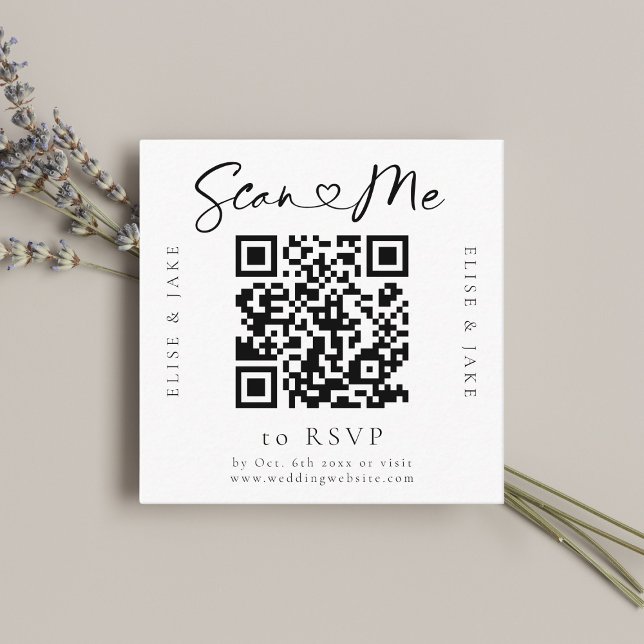 QR-Code-Herz-Schriftart-Hochzeitkarte RSVP-Karte Begleitkarte (Von Creator hochgeladen)