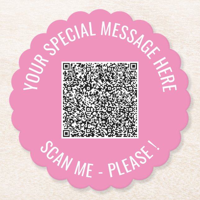 QR-Code Hinzufügen von Sondermeldungen Moderner Pa Untersetzer (Vorderseite)