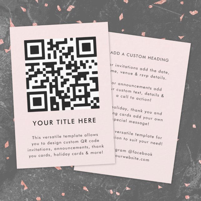 QR-Code Hochladen | Blush Pink Modernes Minimalist Einladung (Feminine smart QR code pink invitation template by Guava - versatile, stylish, and customizable)