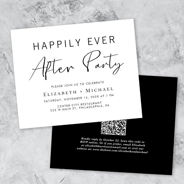 QR Code Hochzeit nach Party Einladung (From private vows to a grand happily ever after party - celebrate with family and friends)