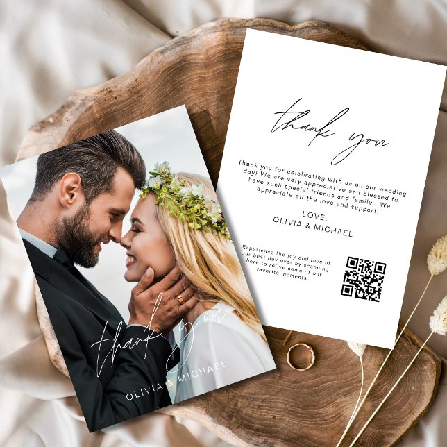 QR Code Hochzeit Vielen Dank Foto Minimalistisch Dankeskarte (Von Creator hochgeladen)