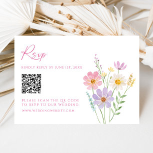 QR-Code-Hochzeitsantwortkarte für Wildblumengarten RSVP Karte