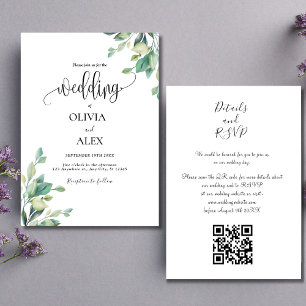 QR-Code Hochzeitscodierung für Schwarz-Weiß-Grün Einladung