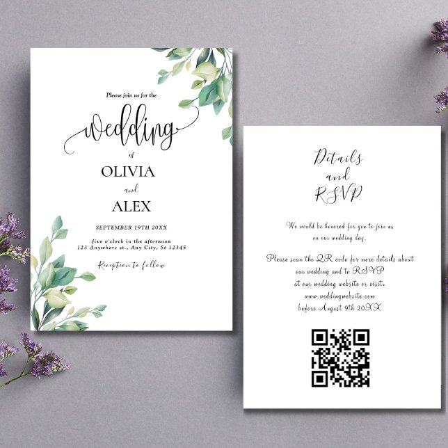 QR-Code Hochzeitscodierung für Schwarz-Weiß-Grün Einladung (Von Creator hochgeladen)