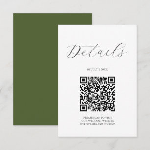 QR-Code Hochzeitsdetails Moosgrün RSVP Karte