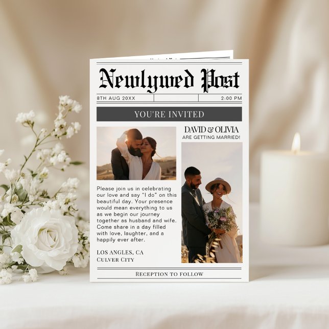 QR-Code-Hochzeitsdetails Zeitung Hochzeit Einladung (Von Creator hochgeladen)