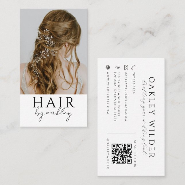 QR-Code-Hochzeitsfriseur-Foto Visitenkarte (Vorne/Hinten)