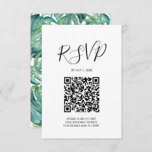 QR-Code HochzeitsrSVP Pink Tropical Enclosure Card RSVP Karte