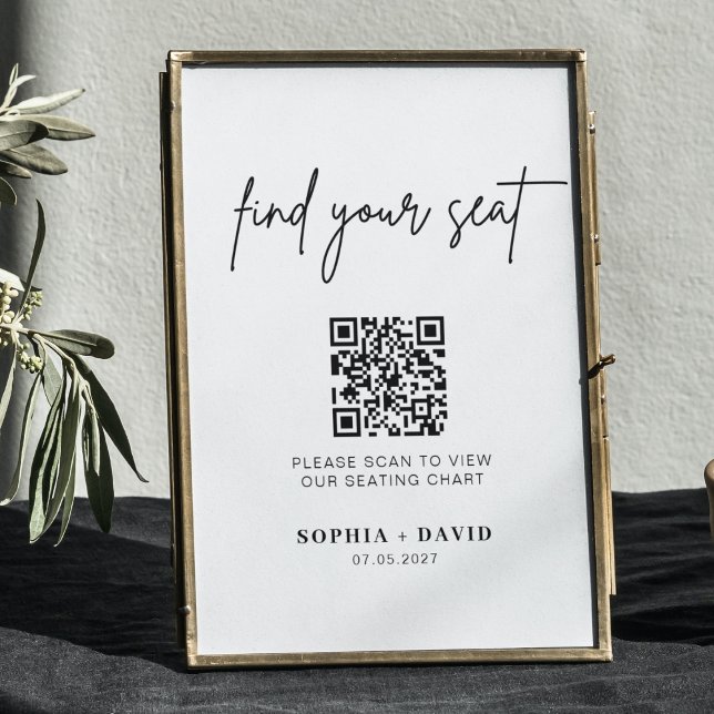 QR-Code Hochzeitssitzkarte | Ihren Platz finden Poster (Von Creator hochgeladen)