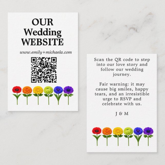 🌈  QR-Code Hochzeitswebsite  Gemeinsam Erblühen Begleitkarte (Vorne/Hinten)