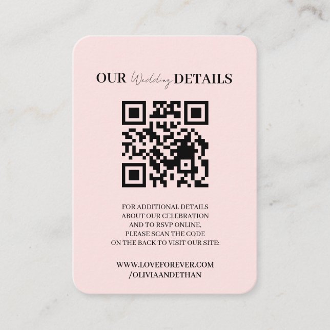 QR-Code-Hochzeitswebsite-RSVP-Beilagekarte Begleitkarte (Vorderseite)