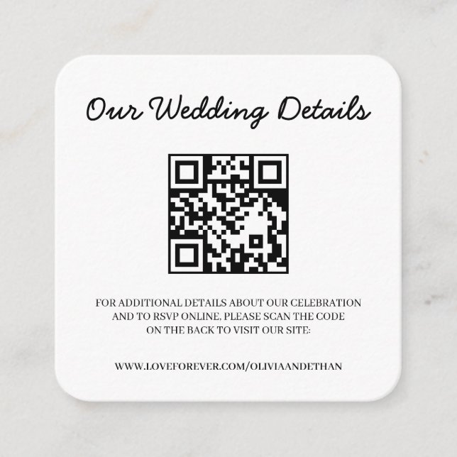 QR-Code-Hochzeitswebsite und RSVP-Beilagekarte Begleitkarte (Vorderseite)