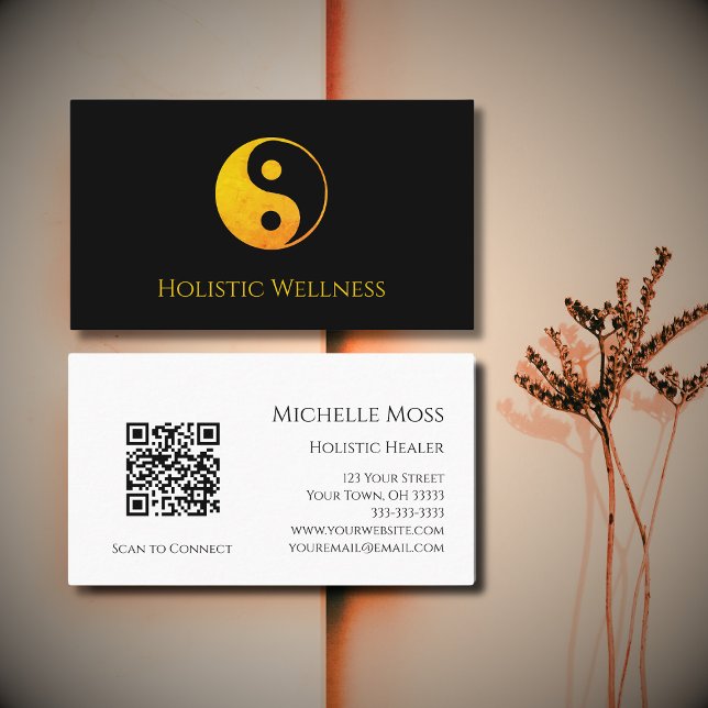 QR-Code Holistic Healer Wellness Gold Yang Visitenkarte (Von Creator hochgeladen)