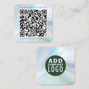 QR Code Holographic Company Logo Quadratische Visitenkarte