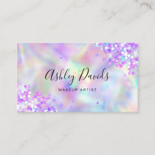 QR Code Holographic Glitzer Luxury Makeup Artist Visitenkarte
