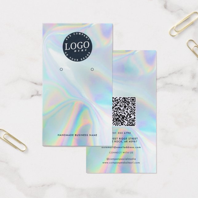 QR Code Holographic Socials Ohrringe Display Card (Büro)